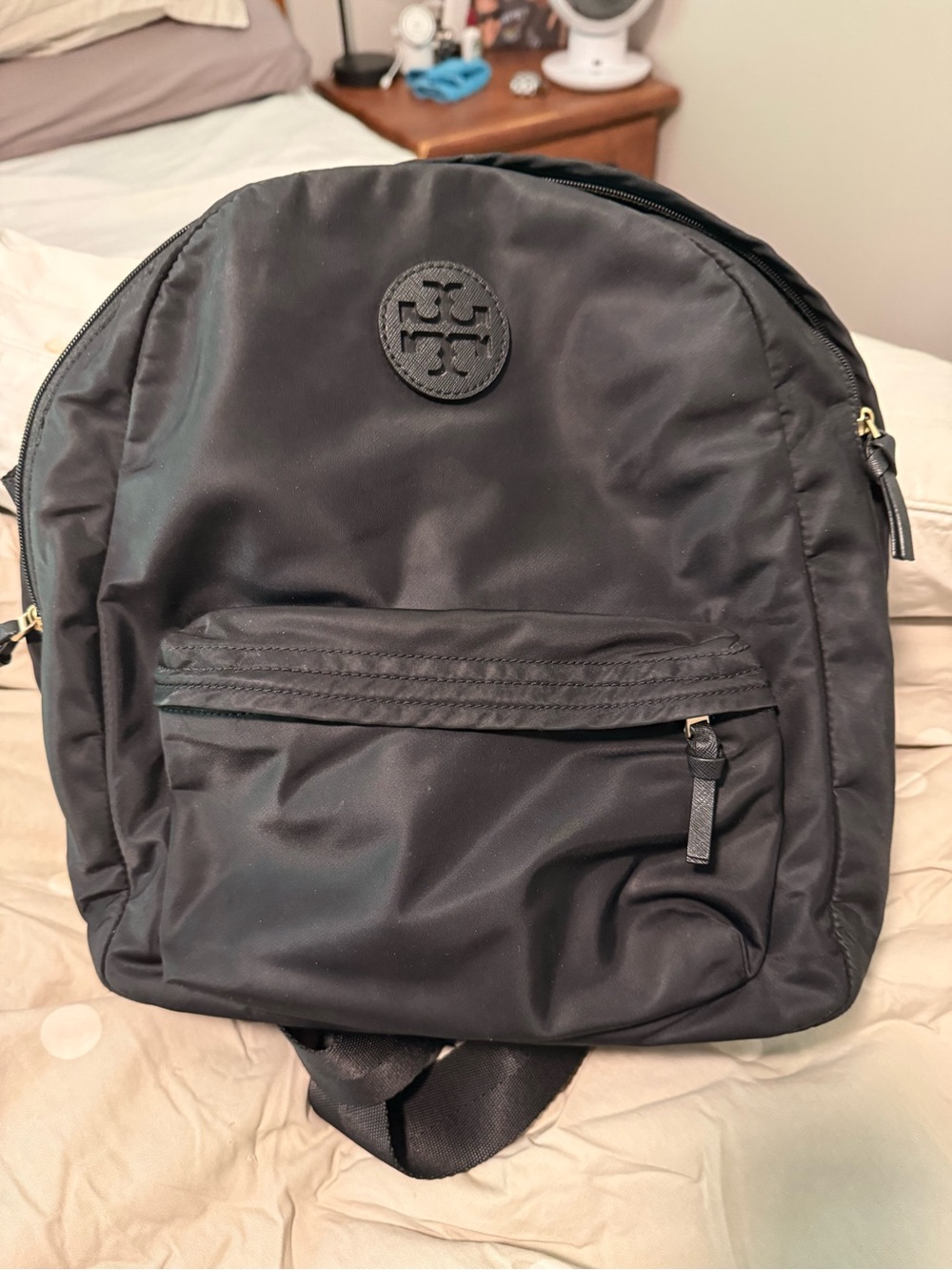 Tory Burch Black Nylon Logo Backpack